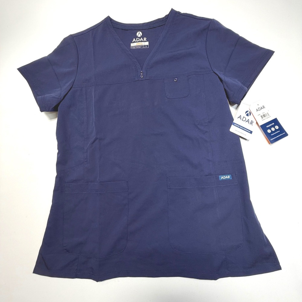 Adar Pro Women's‎ Scrub Top Large Navy Tailored Fit NWT Medical Uniform P9400